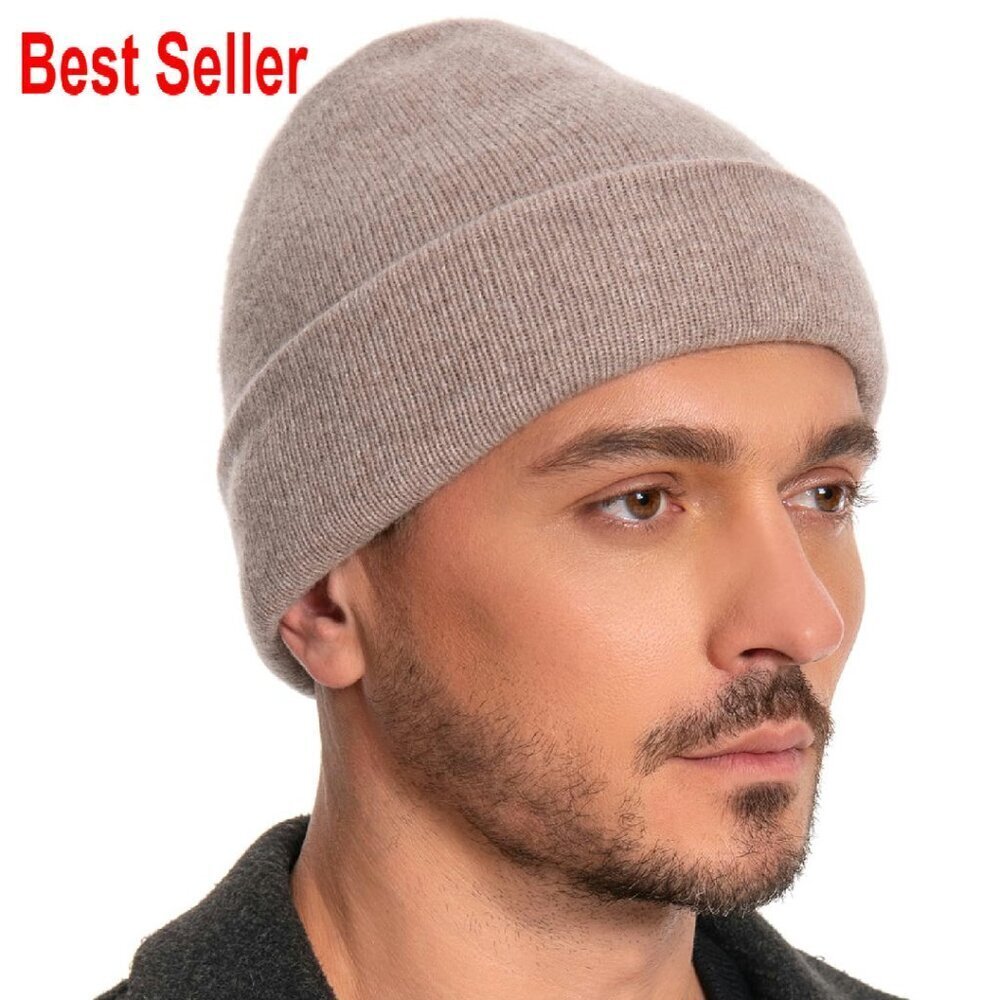 Double Layer Merino Wool Beanie Unisex Winter Hat Cuffed Toque